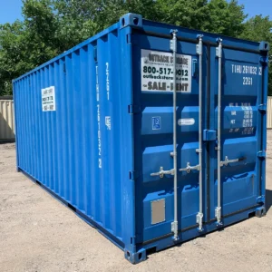 20ft x 8ft x 8.5ft Off Rent Used Shipping Container – Wind & Watertight, Blue Steel Storage Unit